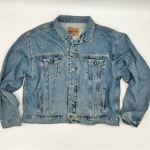 Vintage GAP Blue Jeans Denim Jacket XXL Macau 100% Cotton 90s Y2K Trucker
